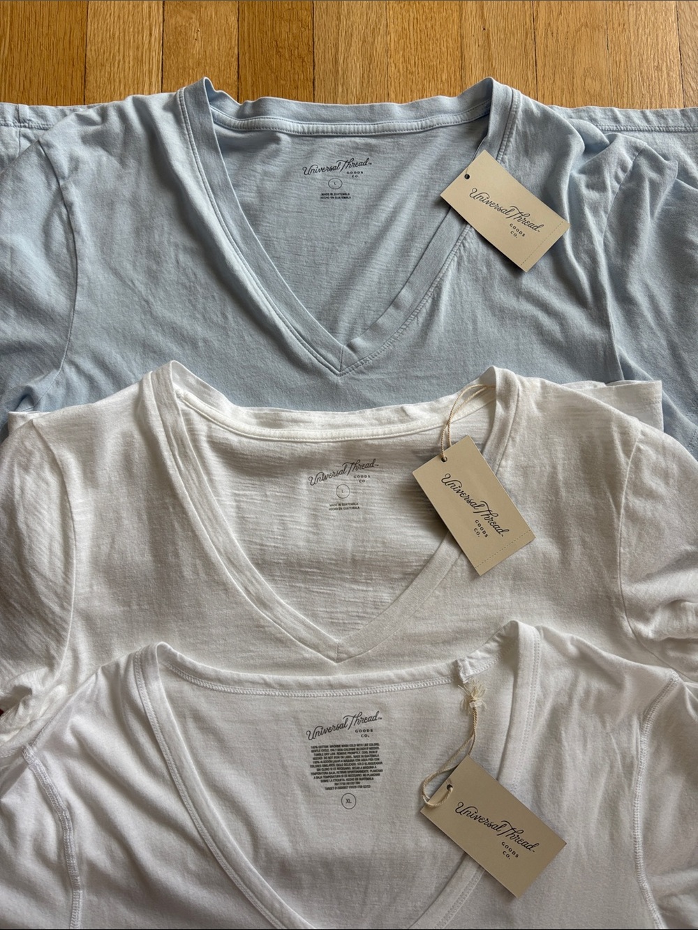 Universal Thread V-Neck T-shirts, 1 Light Blue & 3 White. Buy 3 get 1 FREE! - Picture 2 of 16